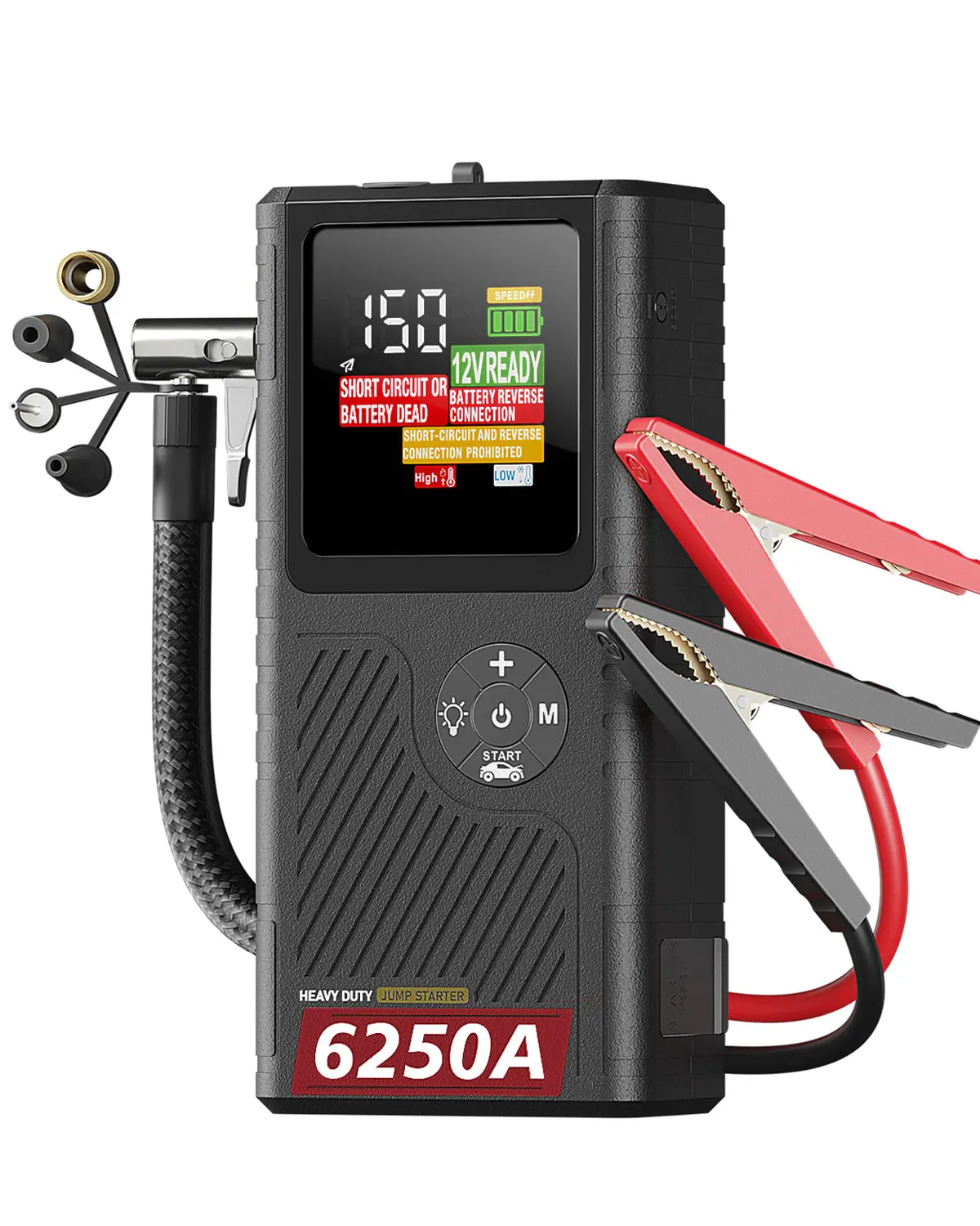 Jfegwo Cs02-Plus-6250A  Car Battery Jump Starter With Air Compressor (Pocket Size) 1