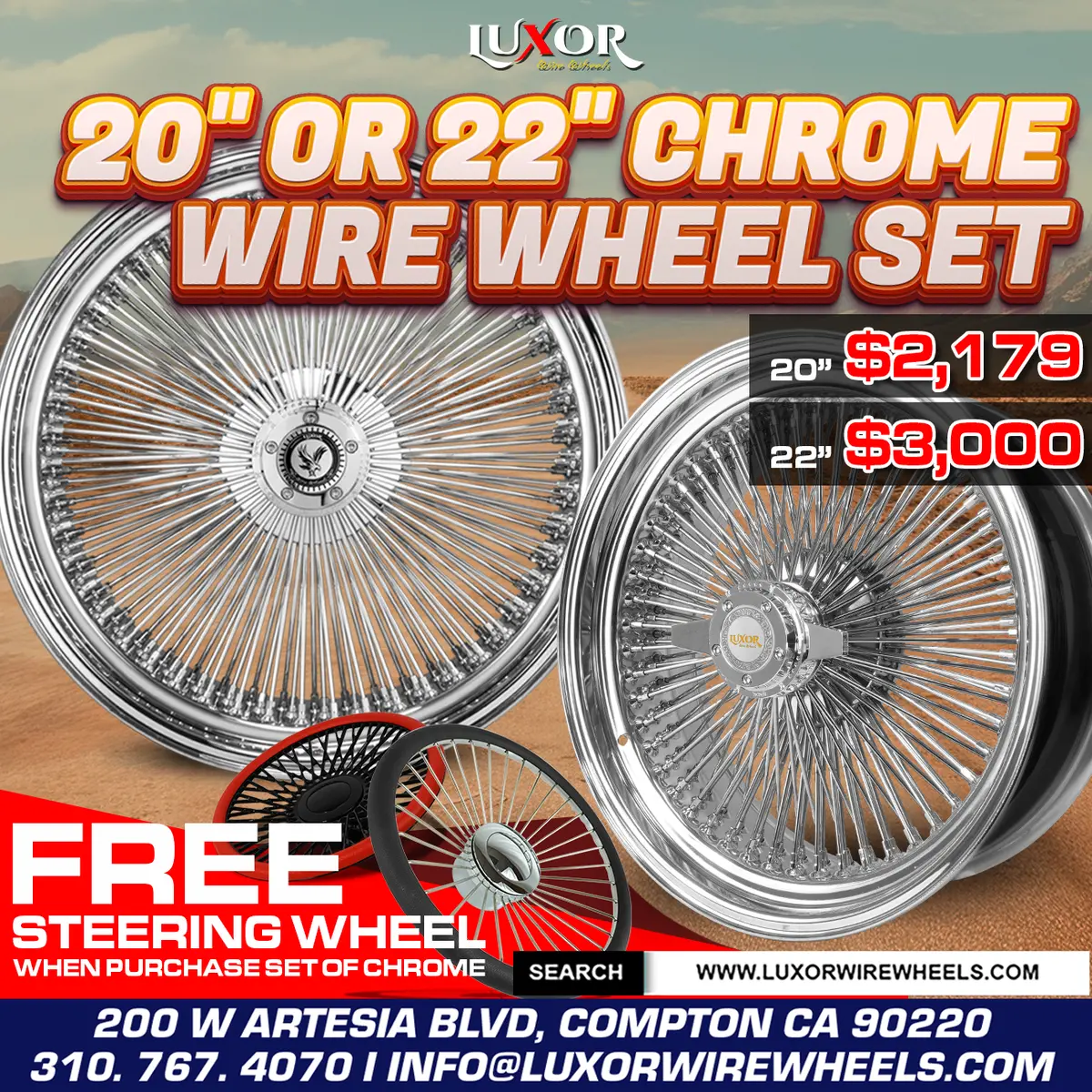 [Sale] 20" 21" Wheel Sets With Free Steering Wheel 1