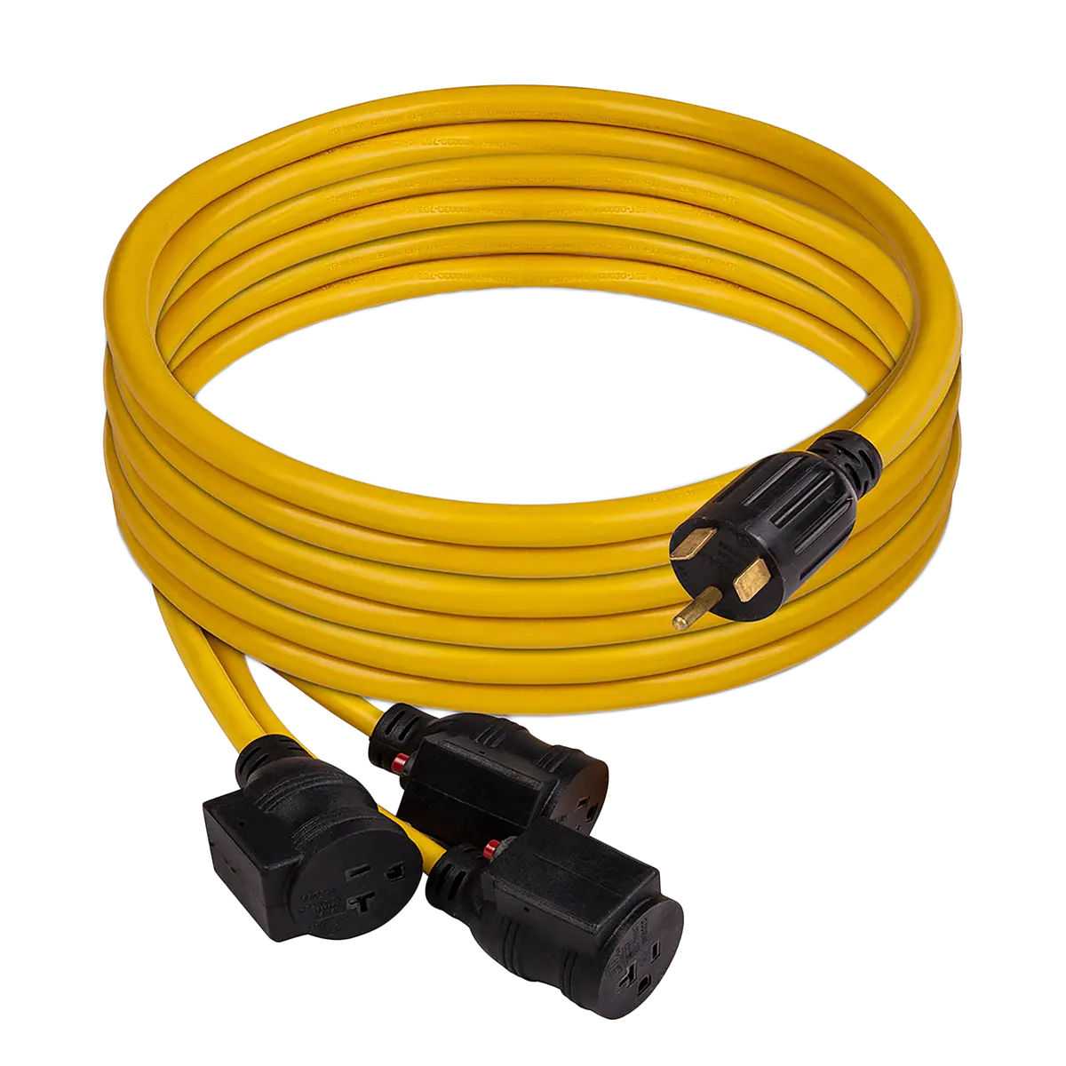 25' Heavy Duty Tt-30P To (3)5-20R Portable Generator Power Cord With Storage Strap 1