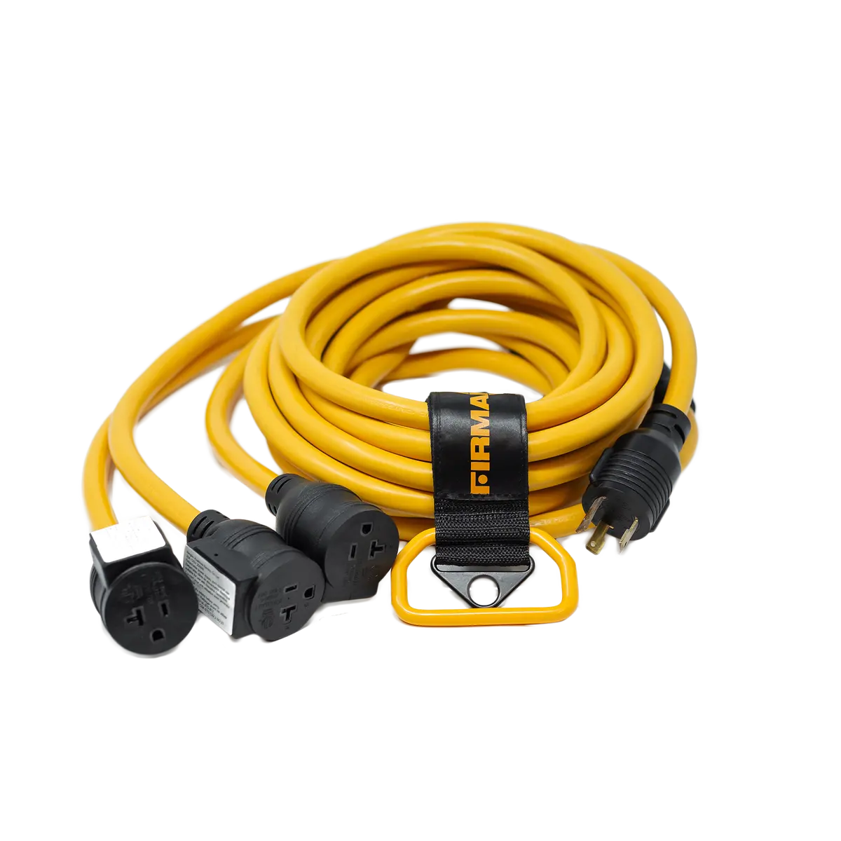 25' Heavy Duty L5-30P To (3) 5-20R Power Cord With Storage Strap 1
