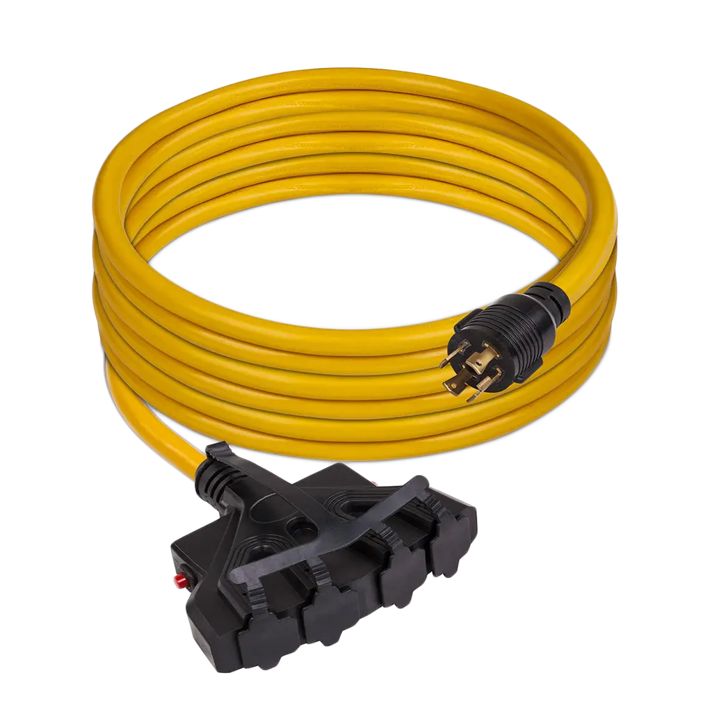 25Ft  Heavy Duty L14-30P To (4) 5-20R Power Cord With Storage Strap 1