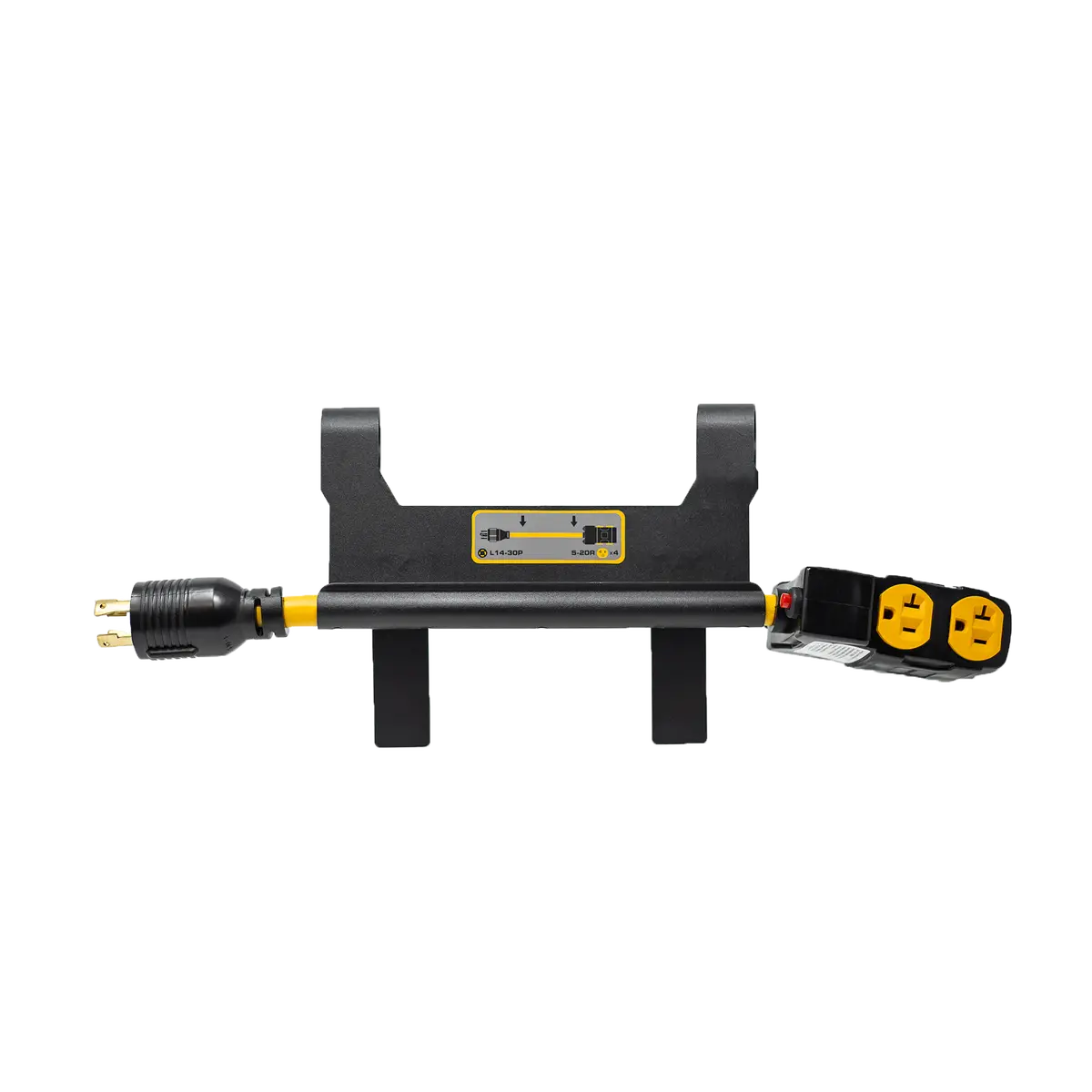 Heavy Duty L14-30P To (4) 5-20R Short Power Cord With Metal Clip Holder 1