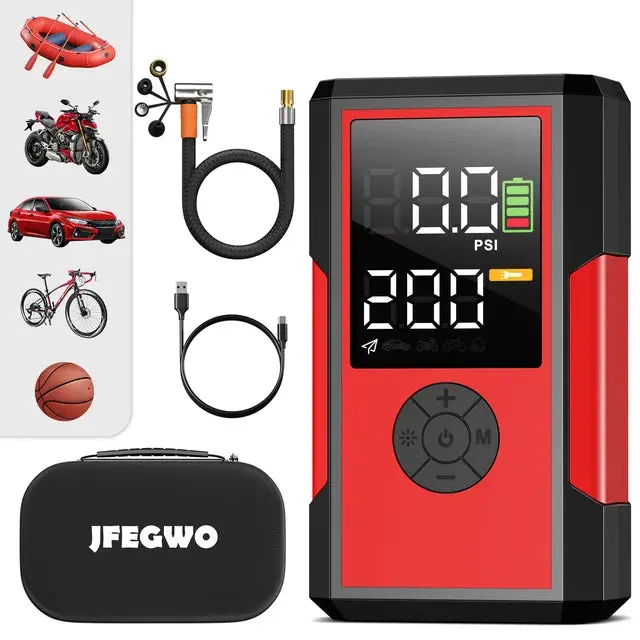 Jfegwo Air 5-200 Portable Air Inflator, Red 1