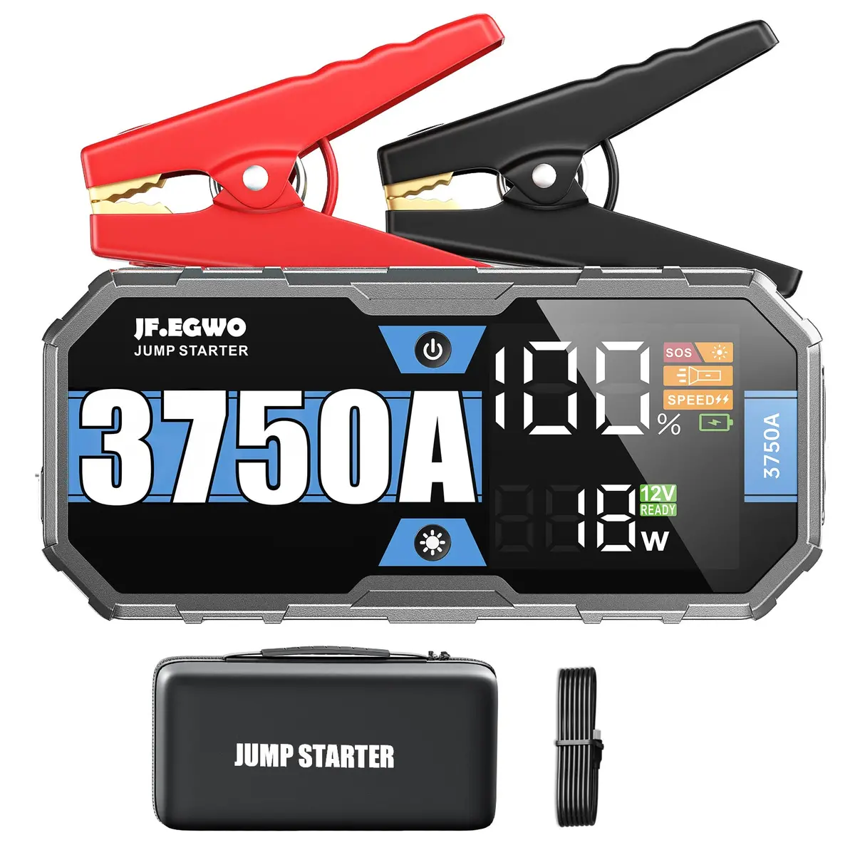 Jfegwo F40-3750A Pro Jump Starter Car Battery Booster Power Bank 1