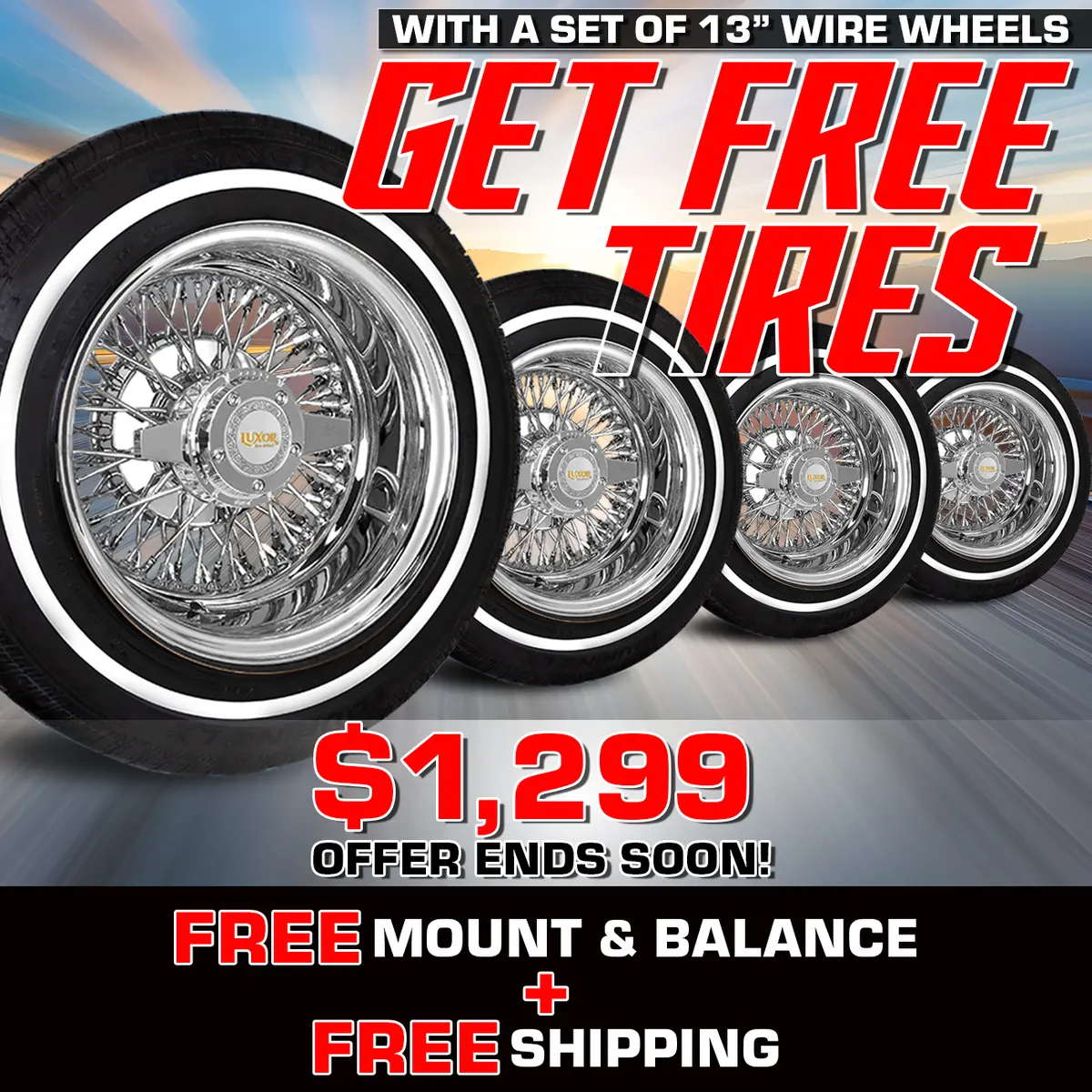 [Sale] 13" 4Pc Chrome Wheel Sets With Free Tires And Mounting & Balancing 1