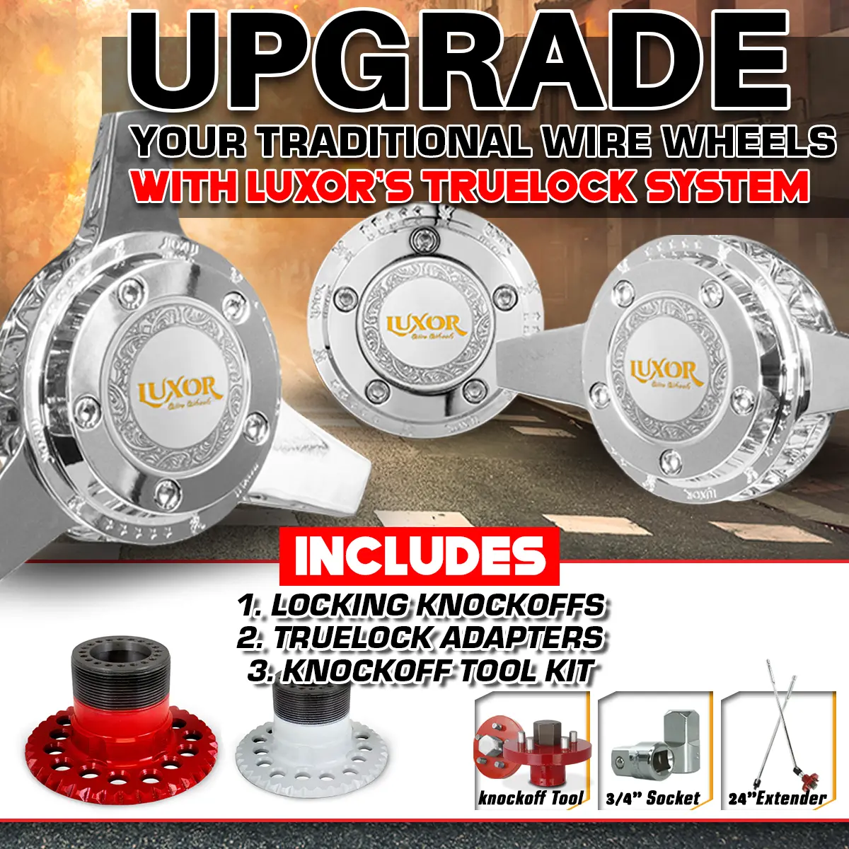 [Sale] 4Pc 5 Lug Tru Lock Adapters With Knock Offs And Knock Off Tool Kits 1