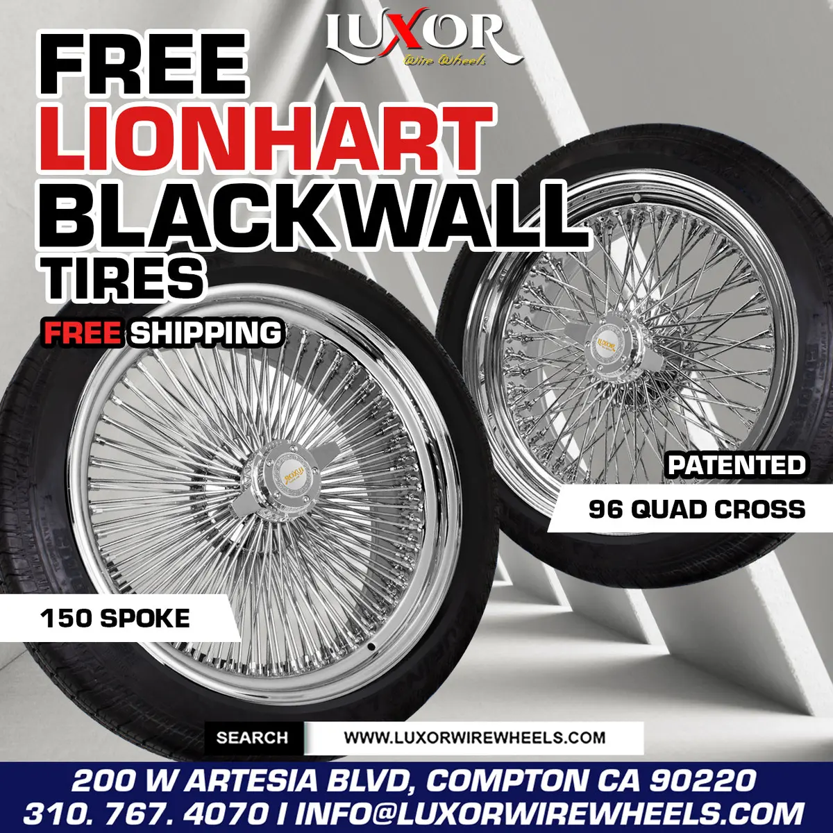 [Sale] 4Pc 96 Quad Cross / 150 Straight Lace Chrome Wheel Set With Free Tires 1