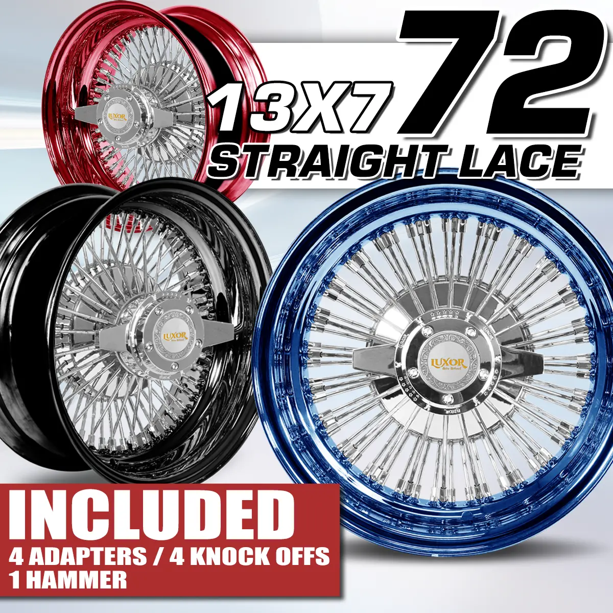 [Sale] 13X7" 4Pc 72 Straight Lace Custom Color Wheel Set 1