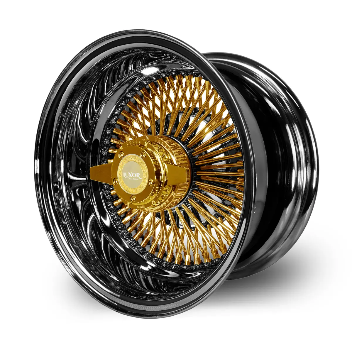 4Pc 13" Or 14" Gold & Black Wheel 1