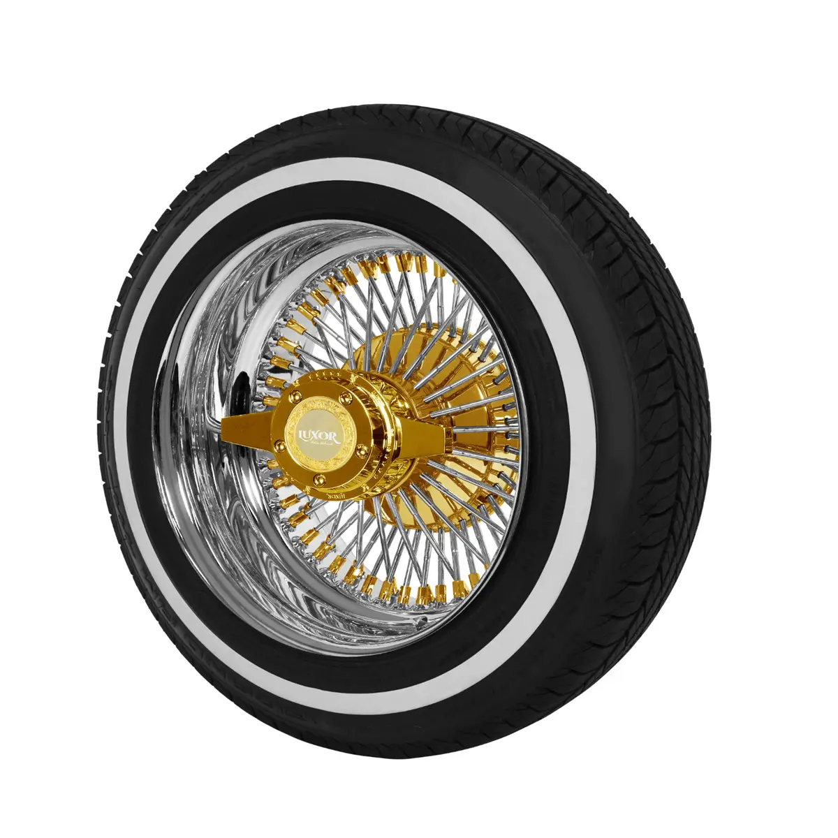 [Sale] 13X7" 4Pc 72 Straight Lace Triple Gold Wheel Set With Free Tires 1