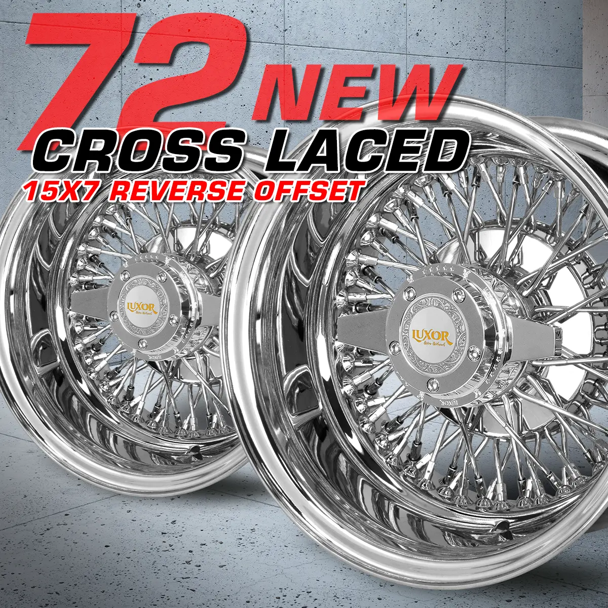 [Sale] 4Pc 15X7 72 Cross Lace Reverse Chrome Wheel Set 1