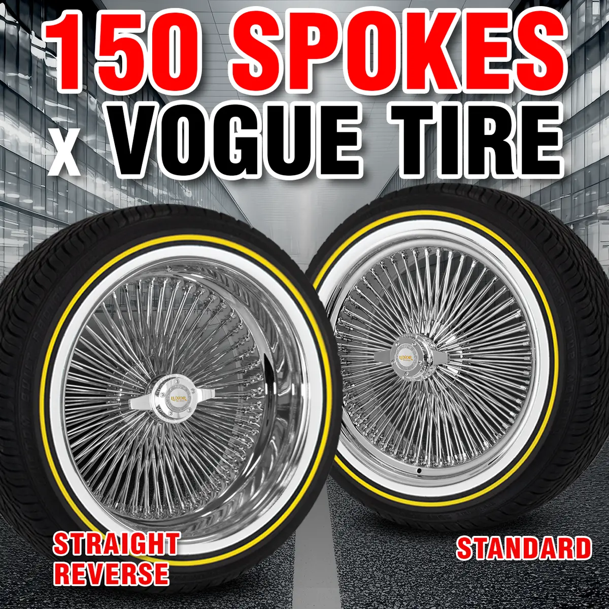 [Sale] 4Pc 22X8" 150 Straight Lace Chrome Wheel Set With Free Vogue Tires 1