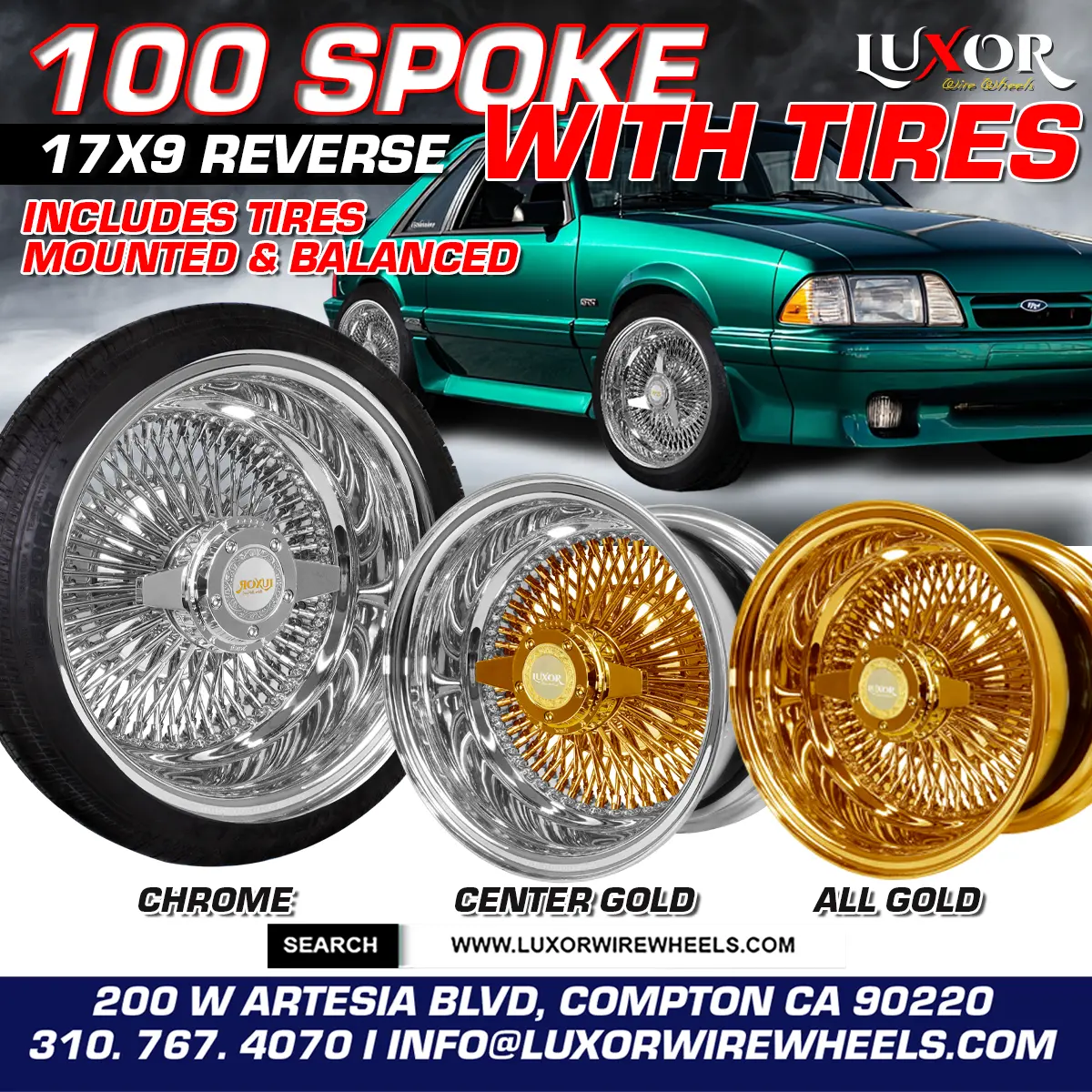 [Sale] 4Pc 17X9 100 Straight Lace Reverse Wheel Set With Free Tires 1
