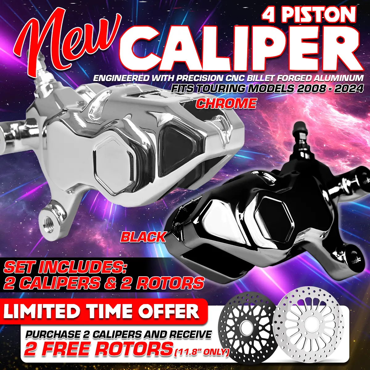 [Sale] 4-Piston Brake Caliper For Harley Touring Models + 2 Free Rotors 1
