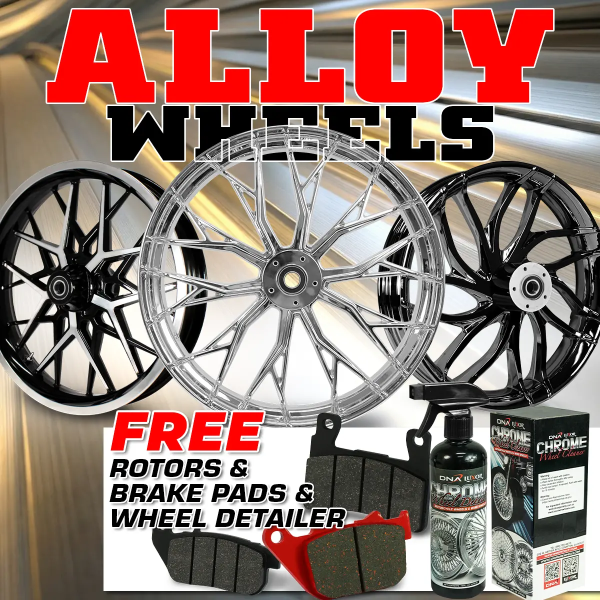 [Sale] Alloy Wheel Set + 2 Rotors + 2 Brake Pads + Free Detailer 1