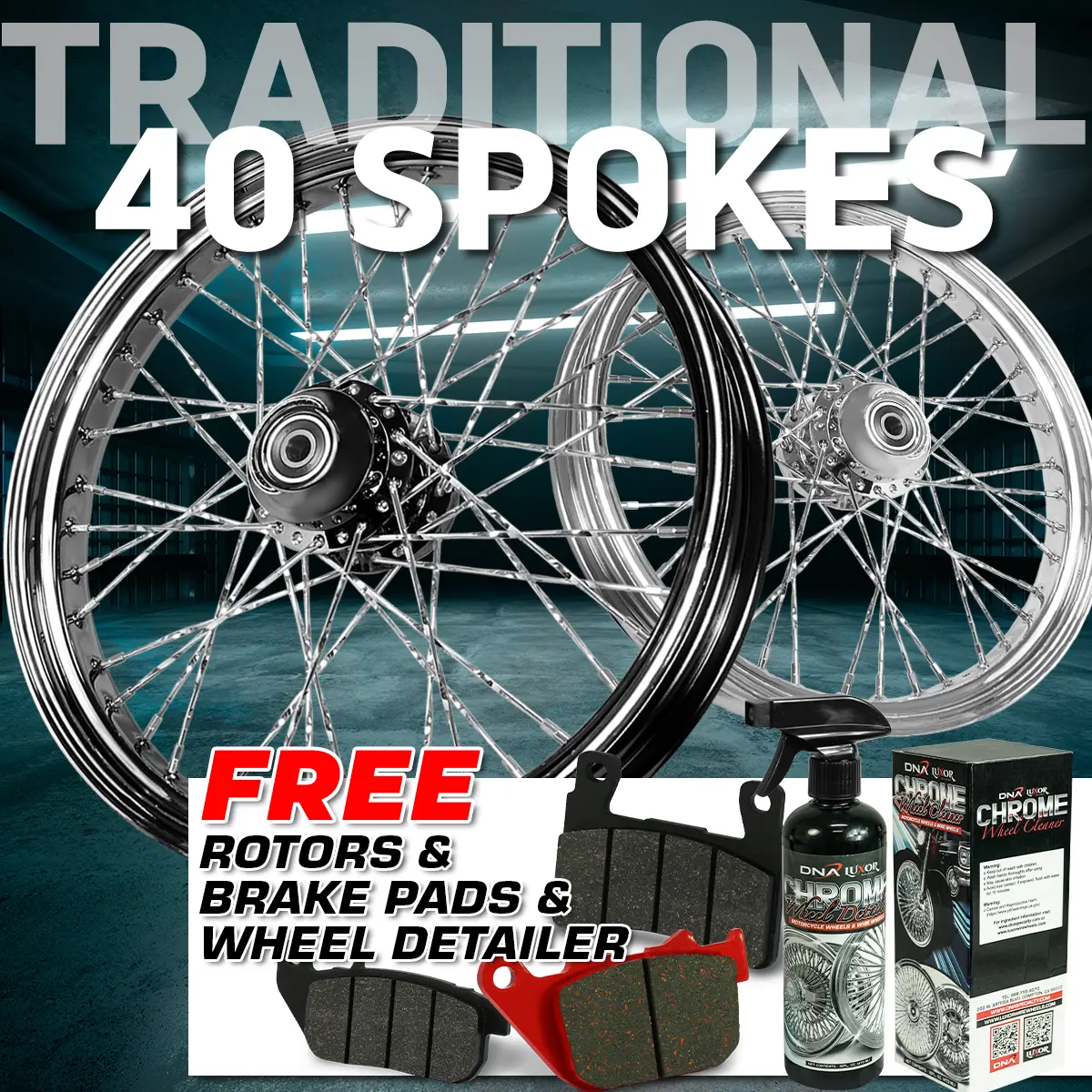 [Sale] Traditional 40-Spoke Wheel Set + 2 Rotors + 2 Brake Pads + Free Detailer 1
