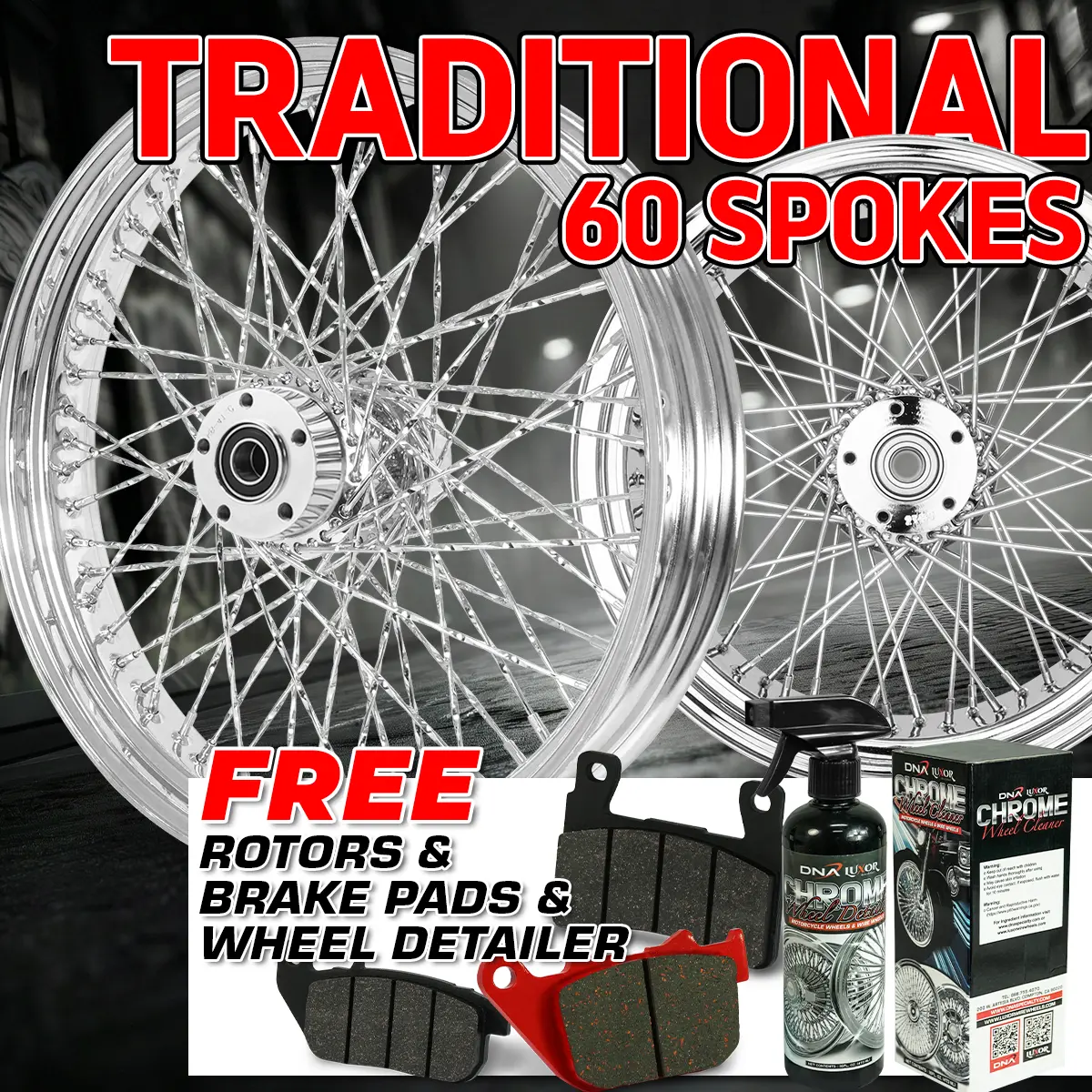 [Sale] Traditional 60-Spoke Wheel Set + 2 Rotors + 2 Brake Pads + Free Detailer 1