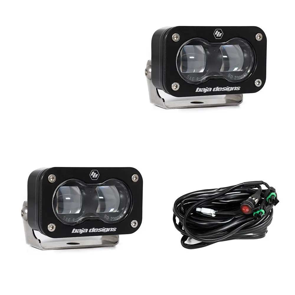 S2 Sae, Pair Led Spot, Clear Baja Designs 1