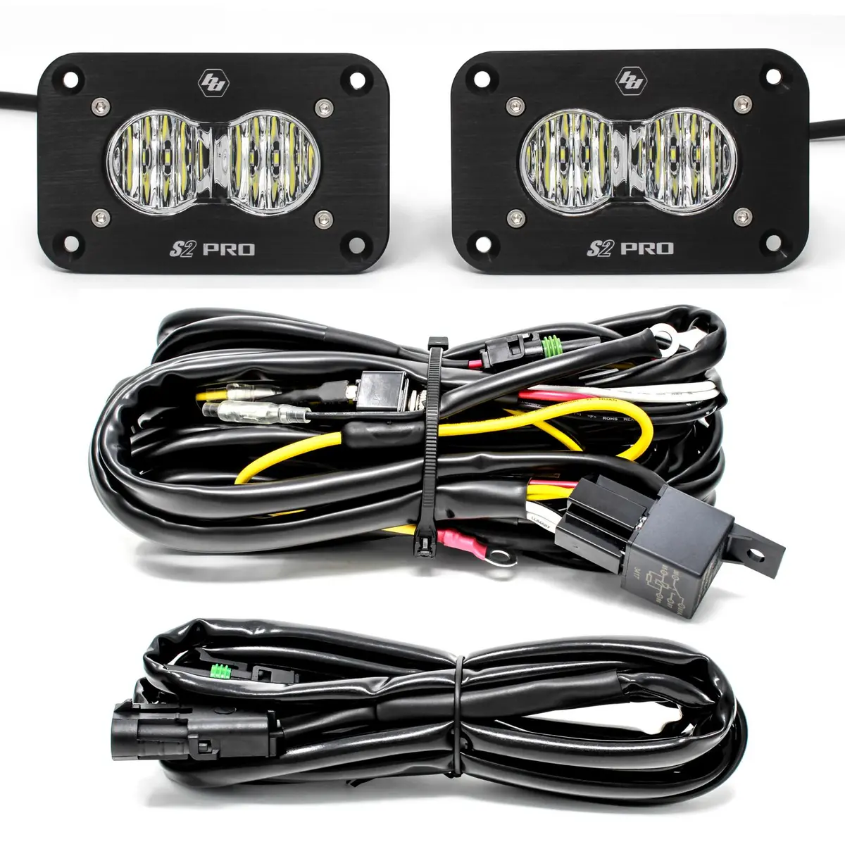 Flush Mount Led Light Pod Kit Wide Cornering Pair S2 Pro Baja Designs 1