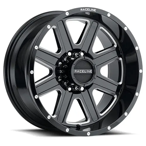 Aluminum Wheels 18X9 Hostage 940M Milled Gloss Black 0 Offset 8 On 165.1 Bolt Pattern 125.2 Bore Raceline 1
