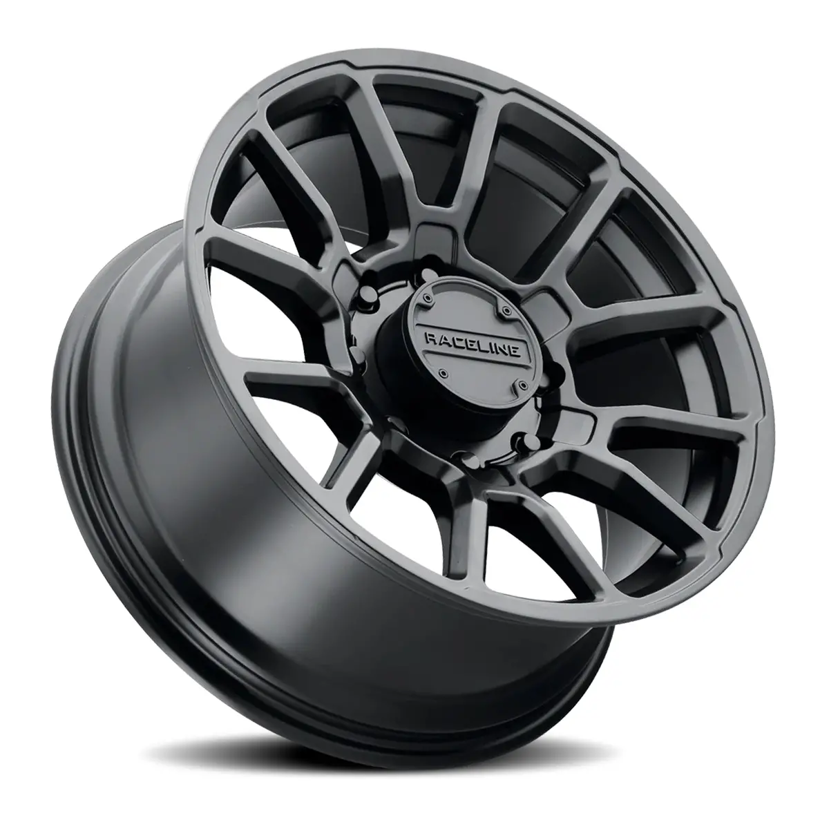 Aluminum Wheels 17X9 Gauge 950B Satin Black Multi Spoke -12 Offset 8 On 170 Bolt Pattern 125.2 Bore Raceline 2