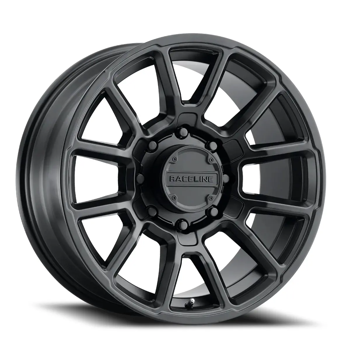 Aluminum Wheels 18X9 Gauge 950B Satin Black Multi Spoke -12 Offset 8 On 165.1 Bolt Pattern 125.2 Bore Raceline 1