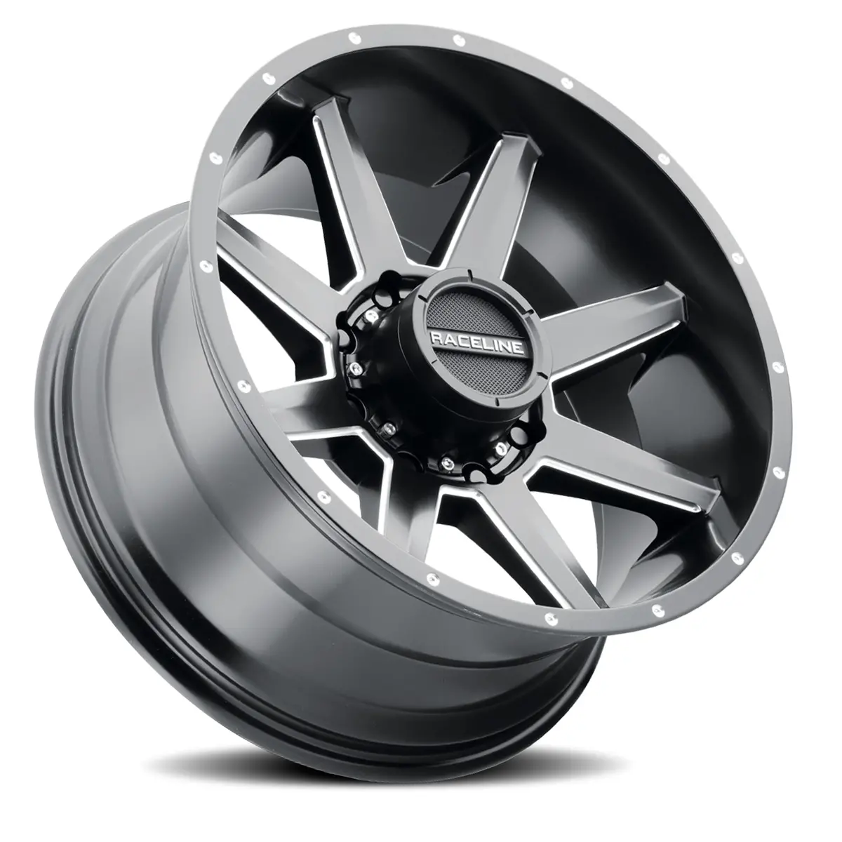 Aluminum Wheels 22X10 Stryker 954M Milled-Dimples Satin Black -19 Offset 8 On 170 Bolt Pattern 125.2 Bore Raceline 2