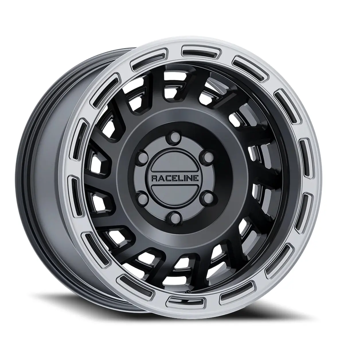 Aluminum Wheels 17X9 Halo 957Bs Satin Black Silver Ring -12 Offset 8 On 170 Bolt Pattern 130.81 Bore Raceline 1