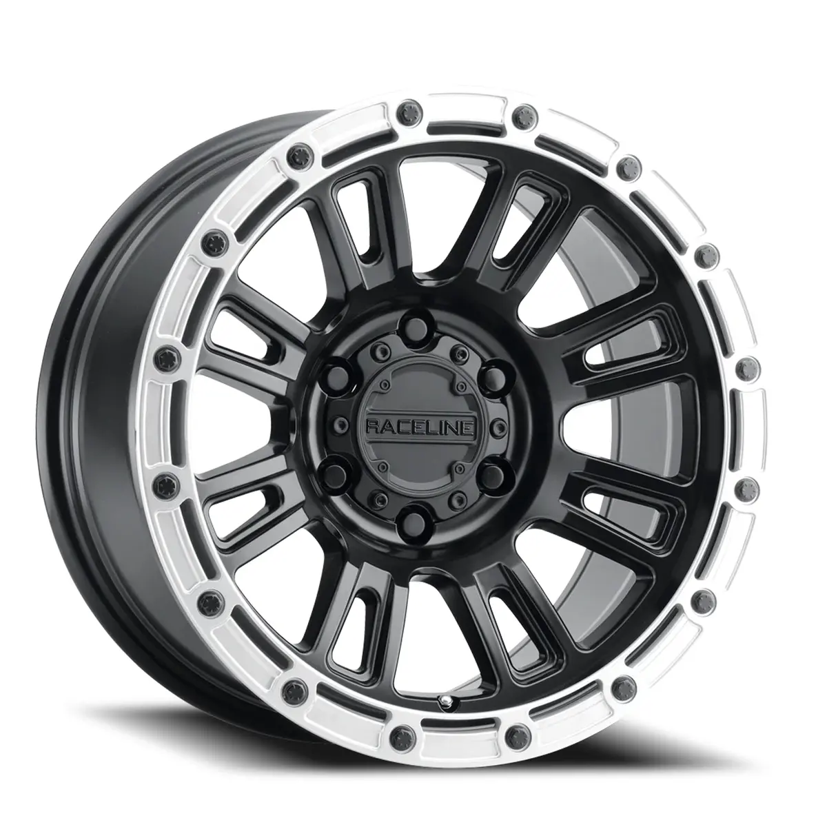 Aluminum Wheels 17X9 Compass 956Bs Satin Black Silver Ring -12 Offset 5 On 127 Bolt Pattern 78.1 Bore Raceline 1