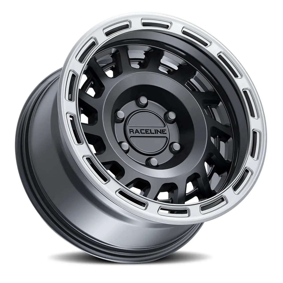 Aluminum Wheels 17X8.5 Halo 957Bs Satin Black Silver Ring 0 Offset 5 On 150 Bolt Pattern 110.3 Bore Raceline 2