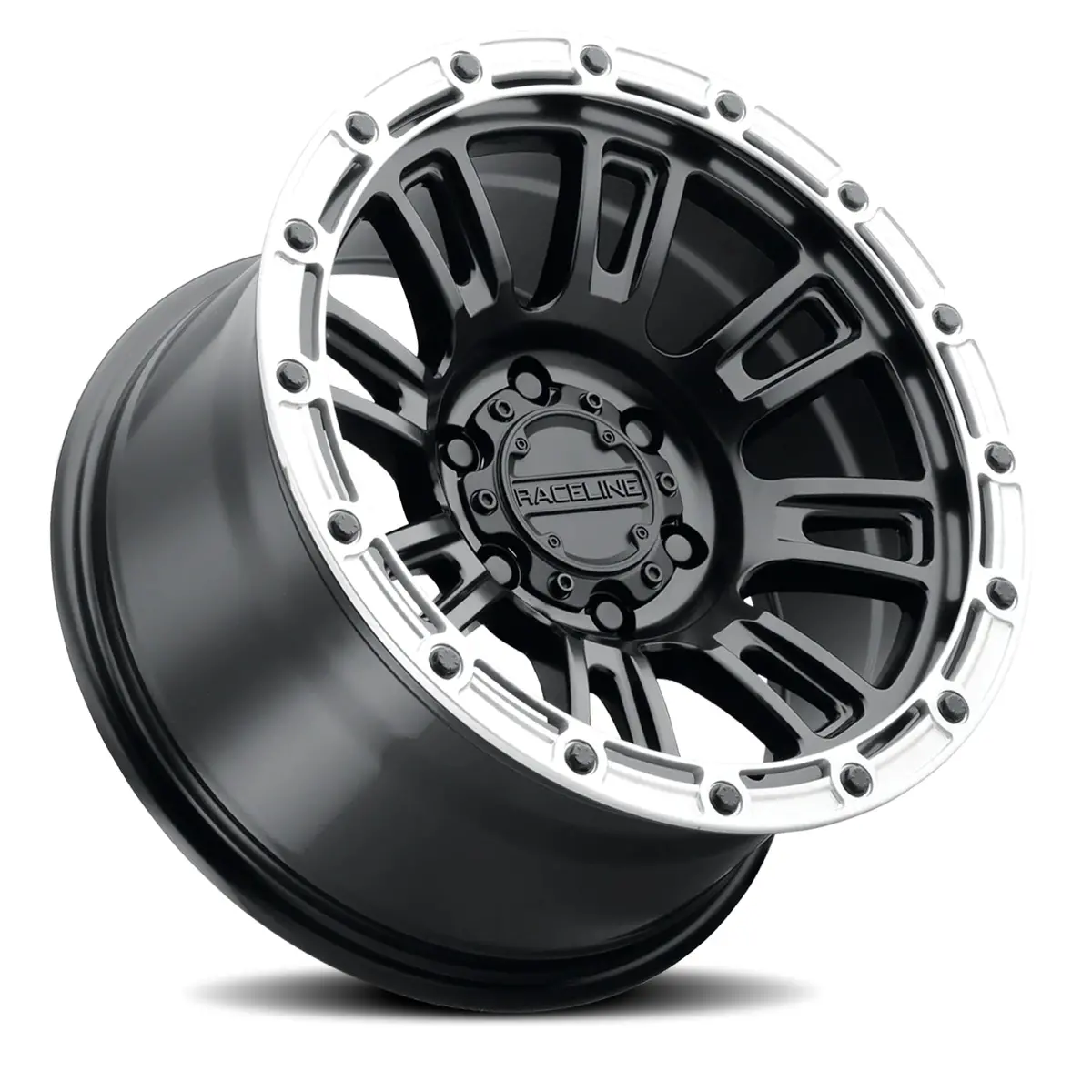 Aluminum Wheels 18X9 Compass 956Bs Satin Black Silver Ring -12 Offset 8 On 165.1 Bolt Pattern 125.2 Bore Raceline 2