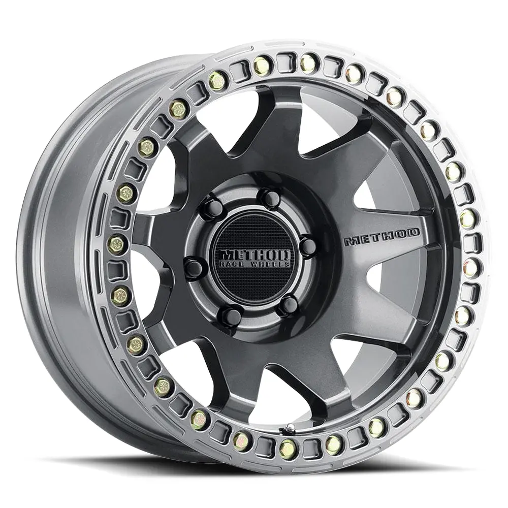 Method 17X9 Mr108 Bolt Pattern 6 On 139.7 Offset -44 Lip Size 0.63 Gloss Titanium Gy Aluminum Wheel 1