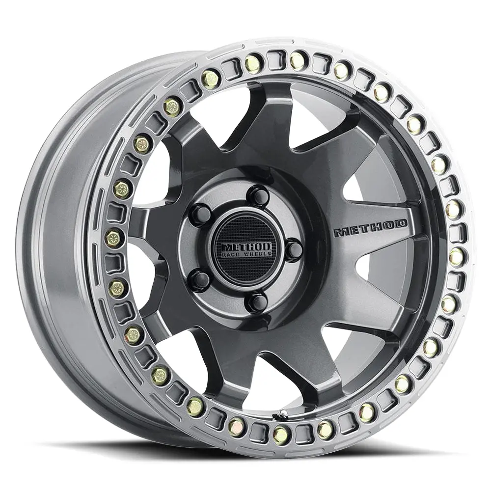 Method 17X9 Mr108 Bolt Pattern 5 On 127 Offset -44 Lip Size 0.63 Gloss Titanium Gy Aluminum Wheel 1