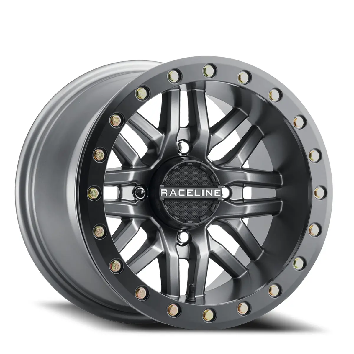 Aluminum Wheels 15X10 Ryno Beadlock Utv A91g Matte Dark Gunmetal Grey 0 Offset 4 On 156 Bolt Pattern 134.3 Bore Raceline 1