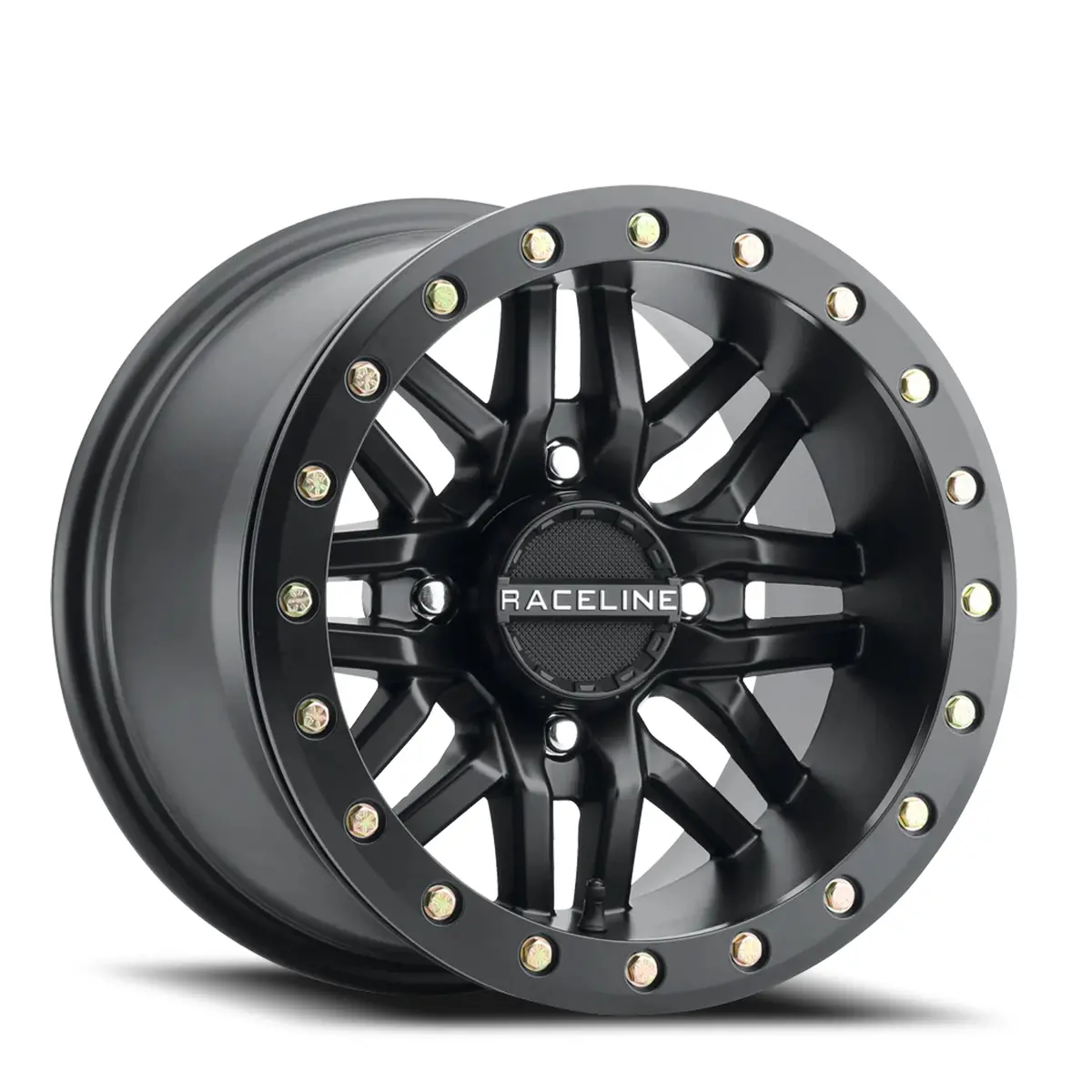 Aluminum Wheels 15X10 Ryno Beadlock Utv A91b Machined Face Satin Black 0 Offset 4 On 137 Bolt Pattern 113.9 Bore Raceline 1