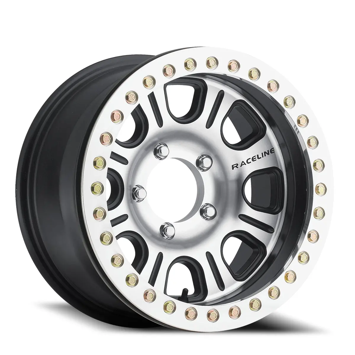 Aluminum Wheels 15X8 Monster Beadlock Rt232 Machined Face Black -32 Offset 6 On 139.7 Bolt Pattern 107.95 Bore Raceline 1