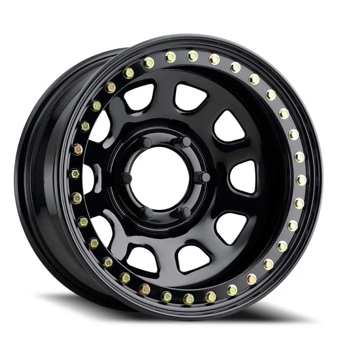 Aluminum Wheels 17X9.5 Black Daytona Rt51 Gloss Black Beadlock -38 Offset 5 On 139.7 Bolt Pattern 107.95 Bore Raceline 1