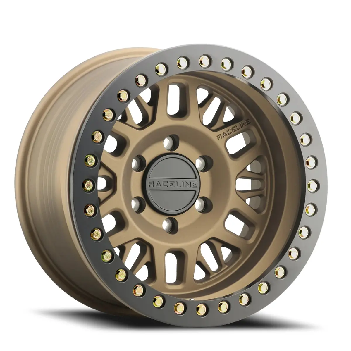 Aluminum Wheels 17X9 Ryno Cast Beadlock Rt951bz Textured Matte Bronze Black Beadlock Ring -38 Offset 8 On 165.1 Bolt Pattern 130.8 Bore Raceline 1