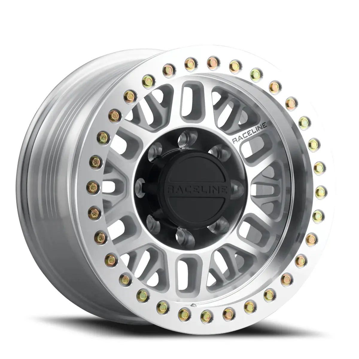 Aluminum Wheels 17X9 Ryno Cast Beadlock Rt951m Machined Silver Machined Beadlock Ring -12 Offset 8 On 165.1 Bolt Pattern 130.81 Bore Raceline 1