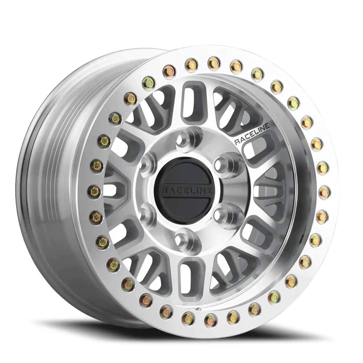 Aluminum Wheels 17X9 Ryno Cast Beadlock Rt951m Machined Silver Machined Beadlock Ring -12 Offset 6 On 139.7 Bolt Pattern 106.1 Bore Raceline 1