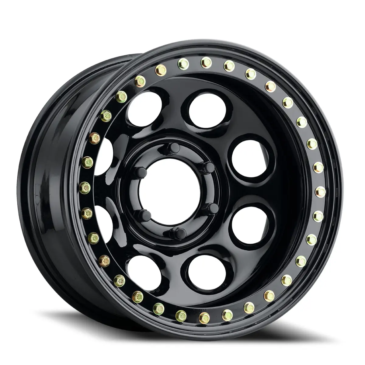 Aluminum Wheels 17X9.5 Rock 8 Rt81 Gloss Black Beadlock Offset 8 On 165.1 Bolt Pattern 130.81 Bore Raceline 1