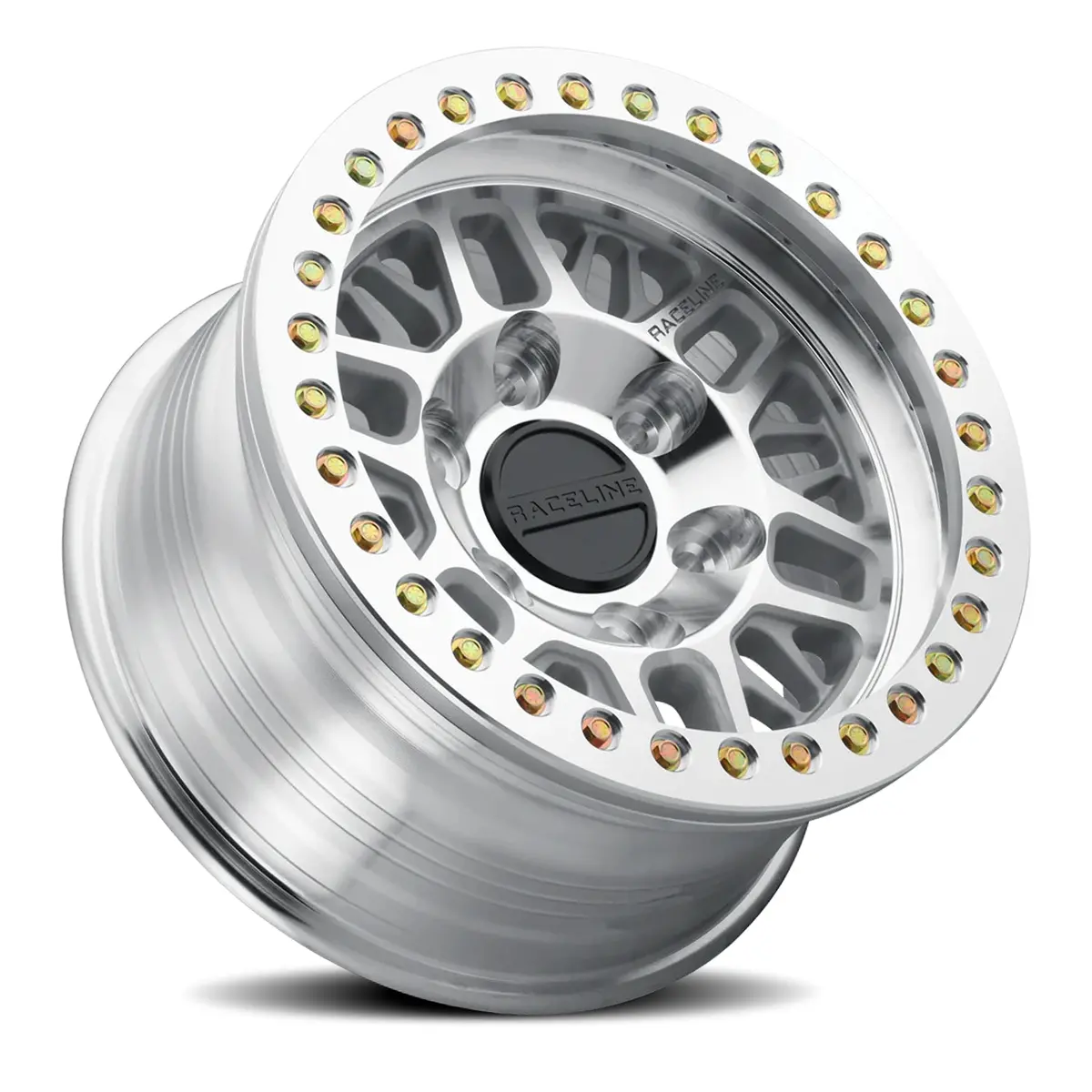 Aluminum Wheels 17X9 Ryno Cast Beadlock Rt951m Machined Silver Machined Beadlock Ring -12 Offset 6 On 135 Bolt Pattern 87.1 Bore Raceline 2