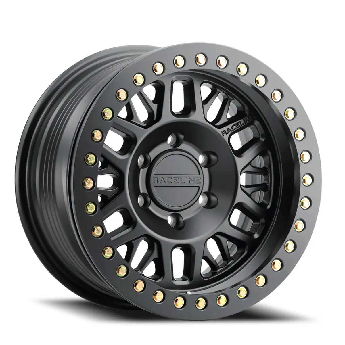Aluminum Wheels 17X9 Ryno Cast Beadlock Rt951b Satin Black Black Beadlock Ring -12 Offset 6 On 139.7 Bolt Pattern 106.1 Bore Raceline 1