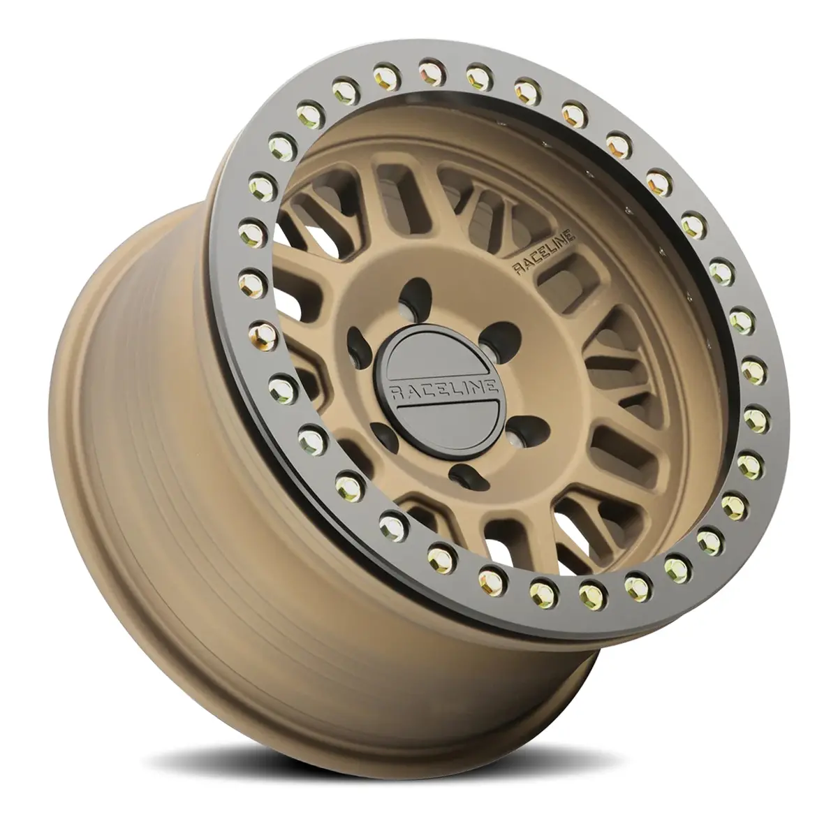 Aluminum Wheels 17X9 Ryno Cast Beadlock Rt951bz Textured Matte Bronze Black Beadlock Ring -12 Offset 6 On 139.7 Bolt Pattern 106.1 Bore Raceline 2
