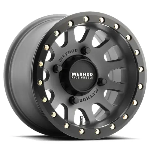 Method 14X7 Mr401 Beadlock Utv Bolt Pattern 4 On 156 Offset 13 Lip Size 1.97 Titanium Gy Matte Black Ring Aluminum Wheel 1