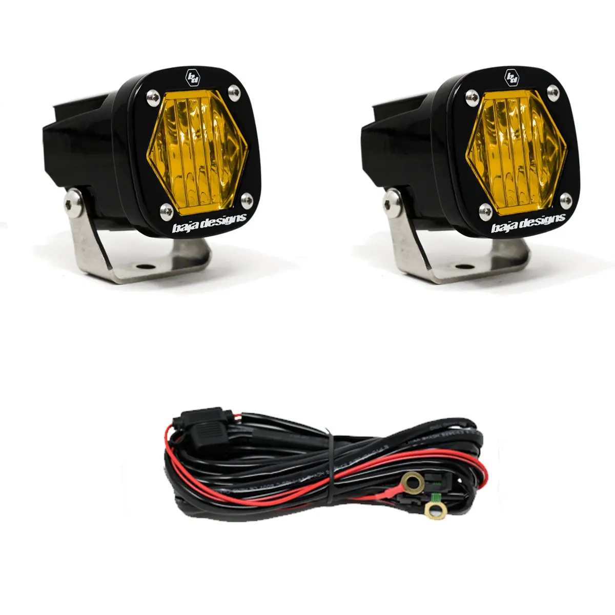 S1 Baja Amber Wide Cornering Led Light With Mounting Bracket Pair Baja Designs 1