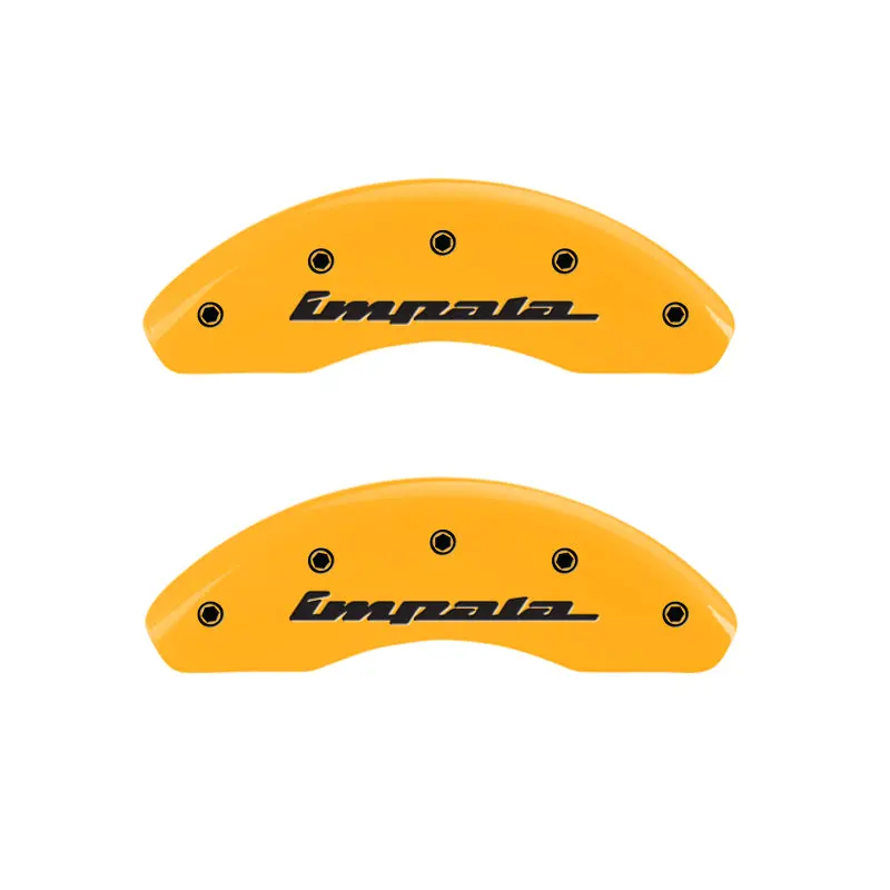 Mgp Engraved Caliper Covers – Front & Rear, Impala-Specific Fitment, Yellow Base With Black Charcoal Accents (2002 Model) 1