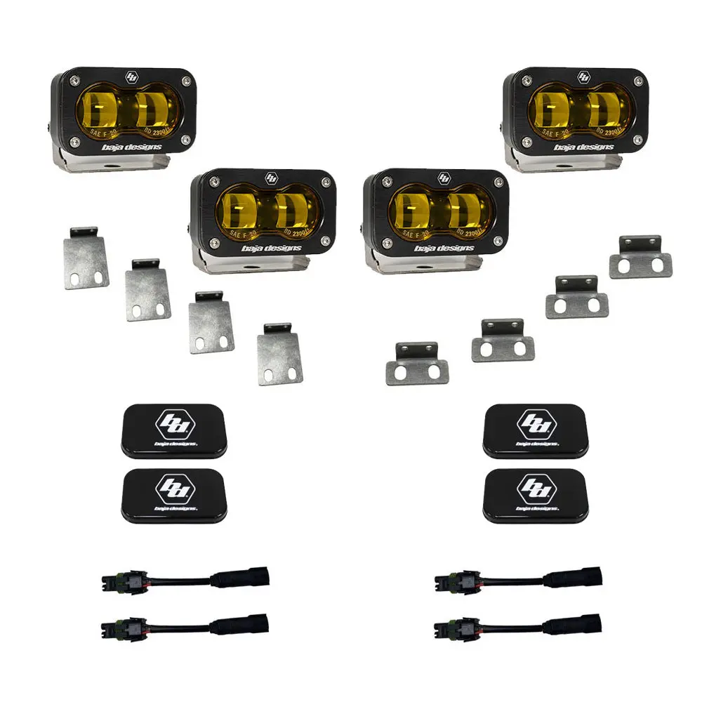 S2 Sae Baja Amber Fog Pocket Kit Fits 21-On Ford Raptor Baja Designs 1