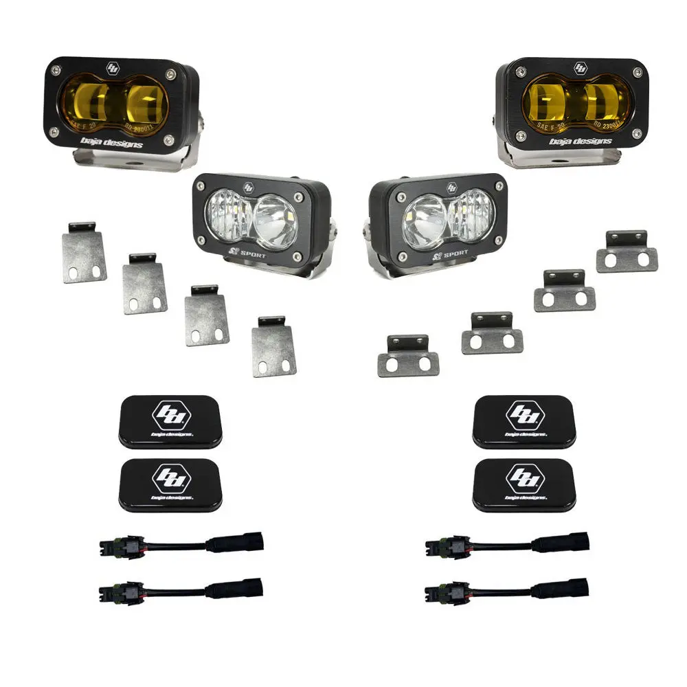 S2 Sae Baja Amber/S2 Sport Fog Pocket Kit Fits 21-On Ford Raptor Baja Designs 1