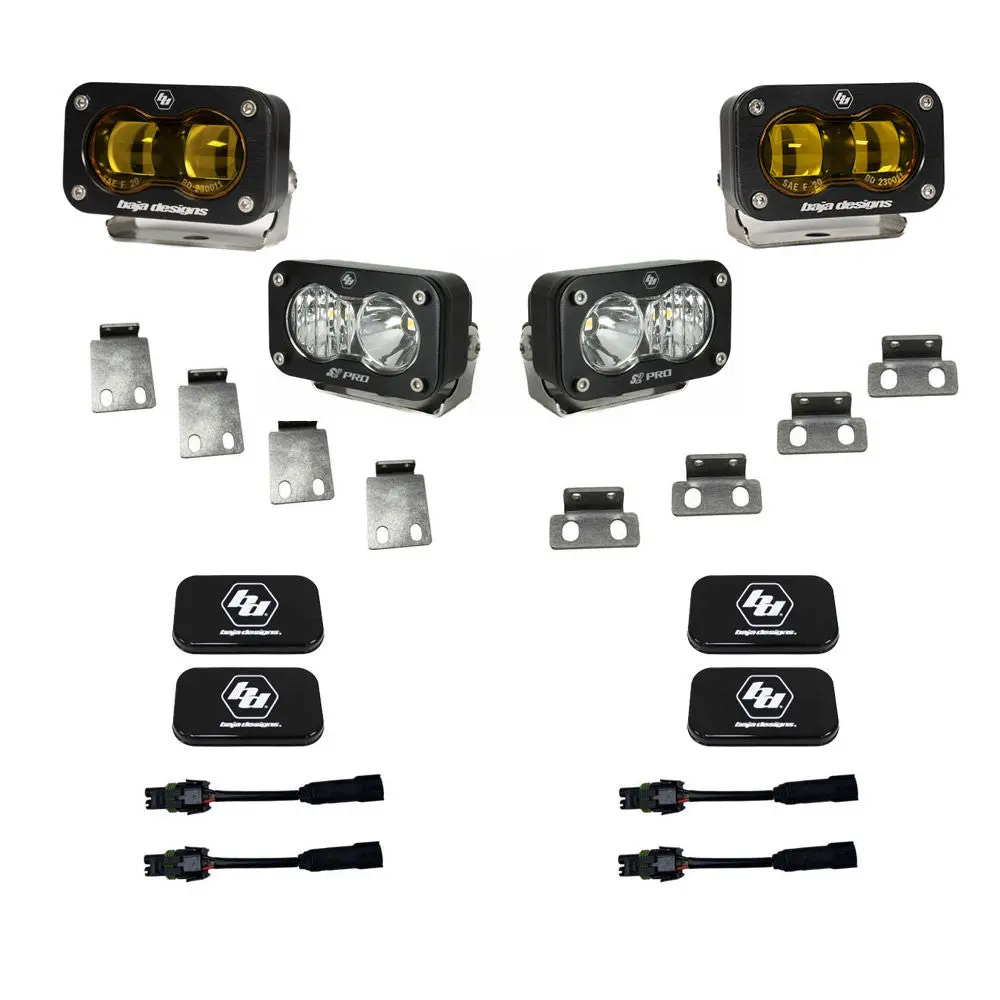 S2 Sae Baja Amber/S2 Pro Fog Pocket Kit Fits 21-On Ford Raptor Baja Designs 1